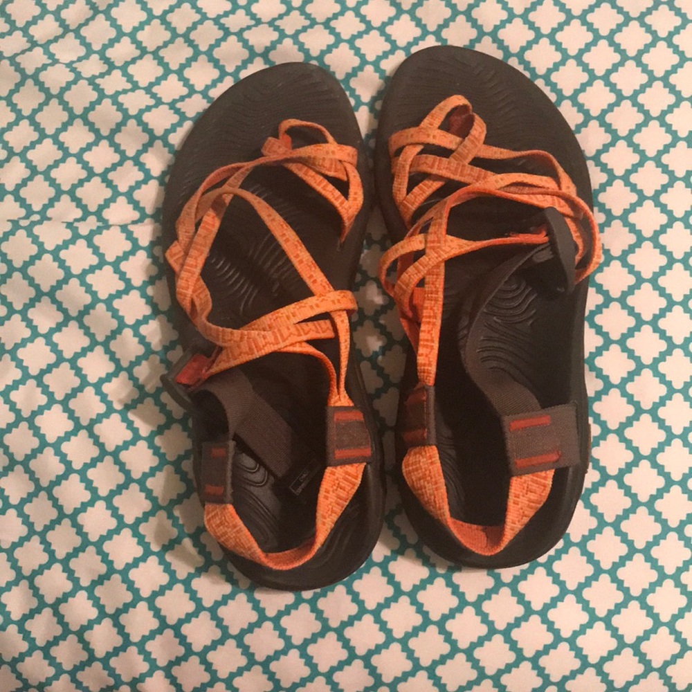 orange, brand name chaco’s.